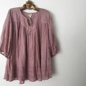 NWT Blue Boheme Block Print Stars Tunic Top OSFM